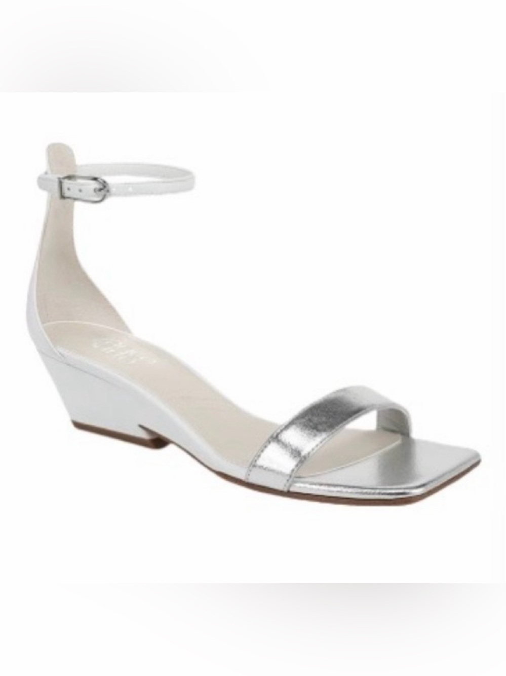 Women’s Silver Ankle-Strap Wedge Sandal, 8